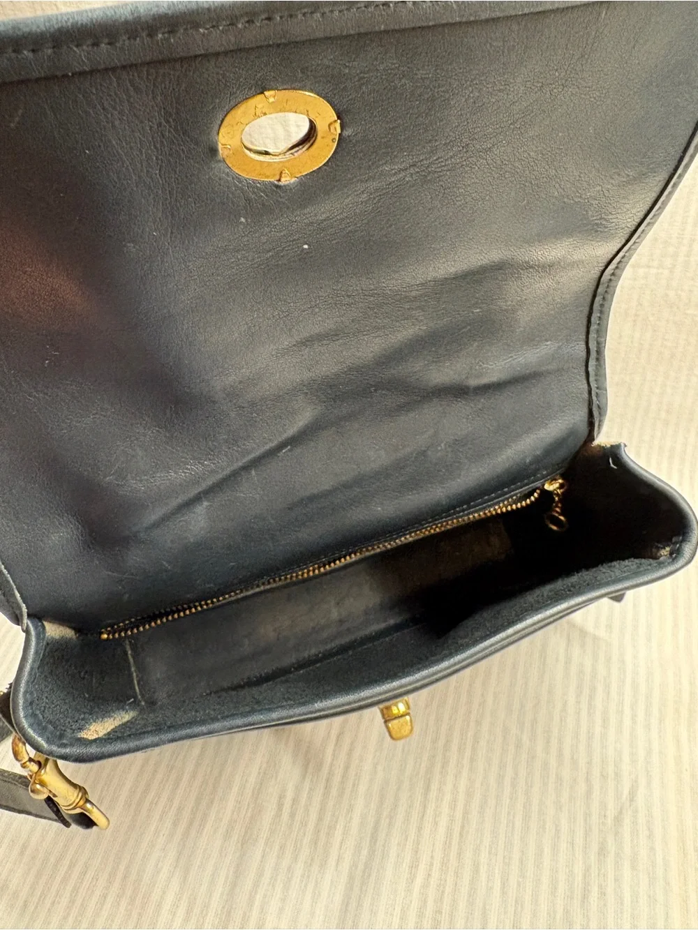 Coach Vintage Black Leather Turn-Lock Crossbody Bag